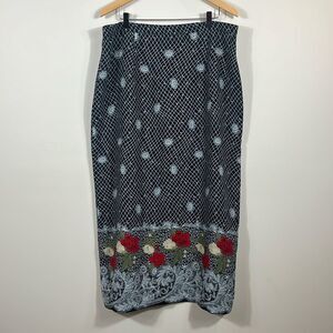 Mary McFadden Collection Vintage Maxi Floral Geometric Print Skirt Size 18